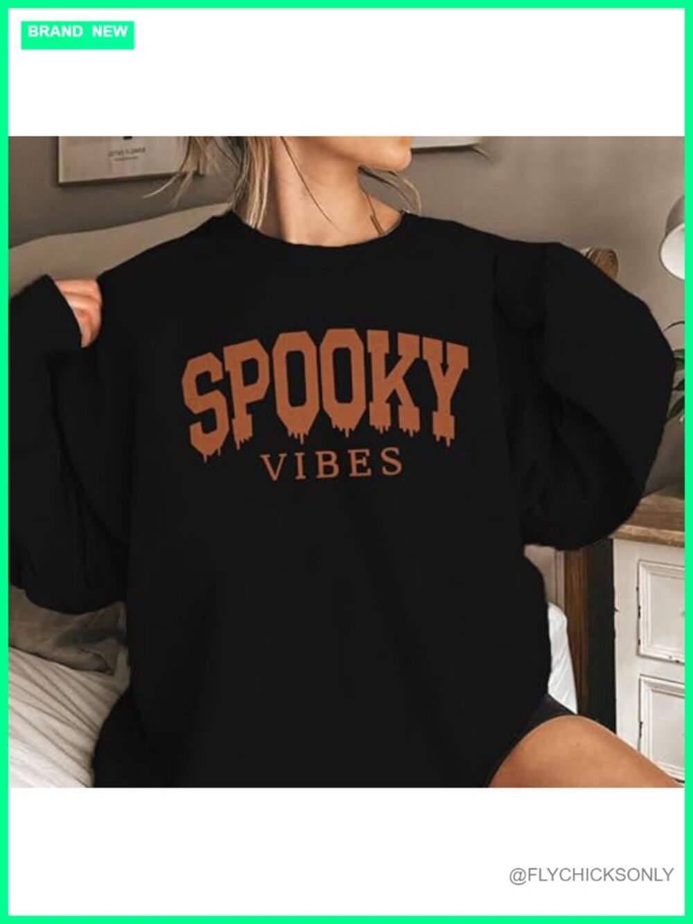 Oversized Halloween Sweatshirt Spooky Season Crew Neck Pullover